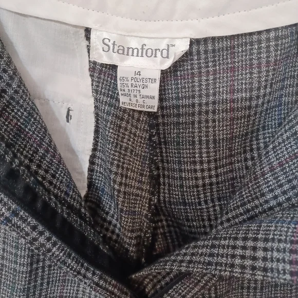 Glen Plaid Pants Dark Academia Career Work Office Size 14 Ankle Length Vintage - Picture 11 of 13